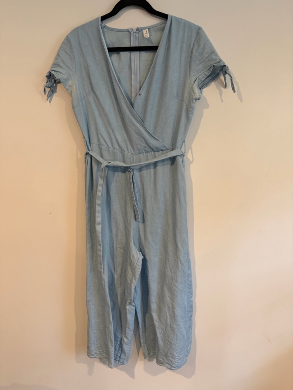 Sew In Love Light Blue Wrap Jumpsuit with Tie Waist